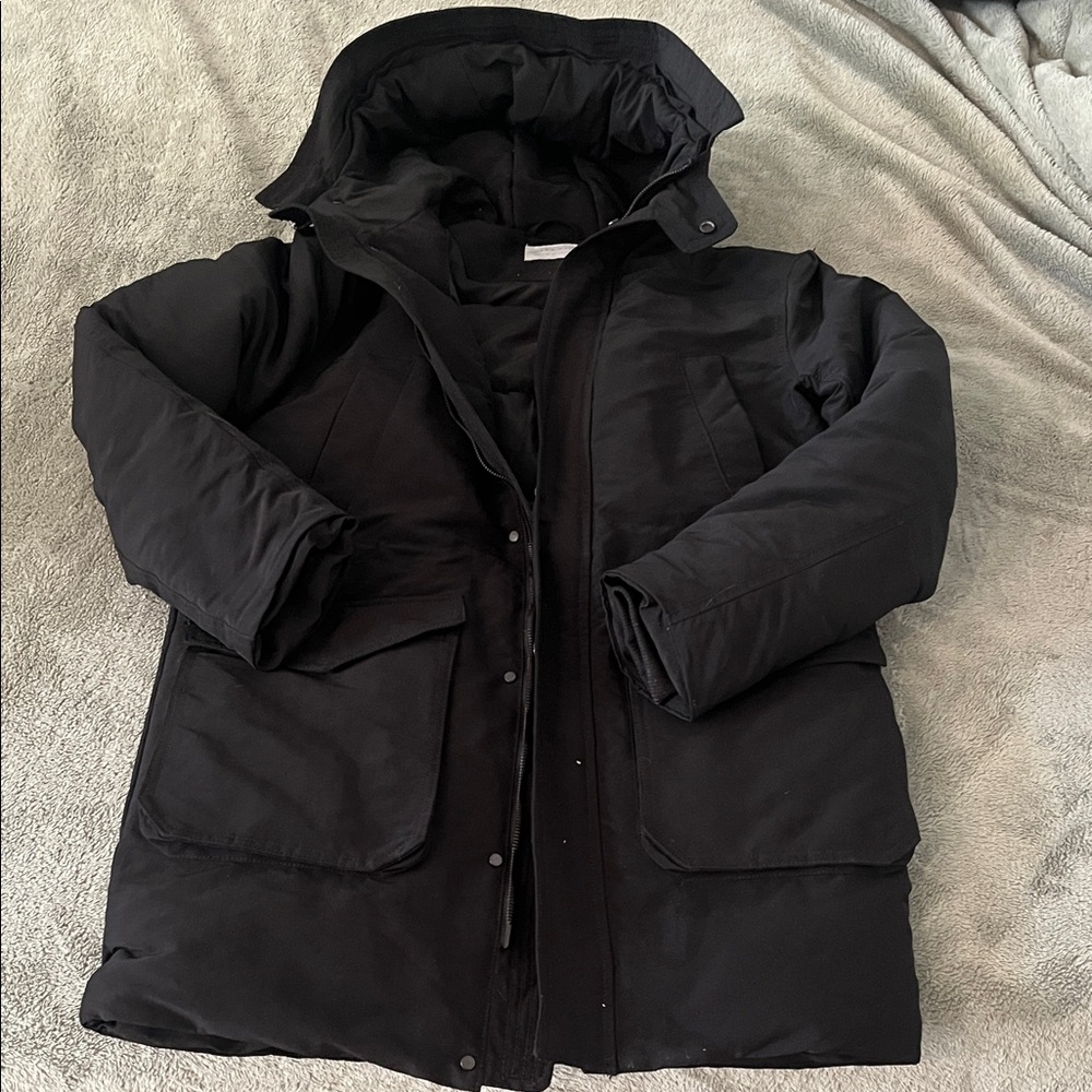 Zara Man Black Hooded Winter Coat